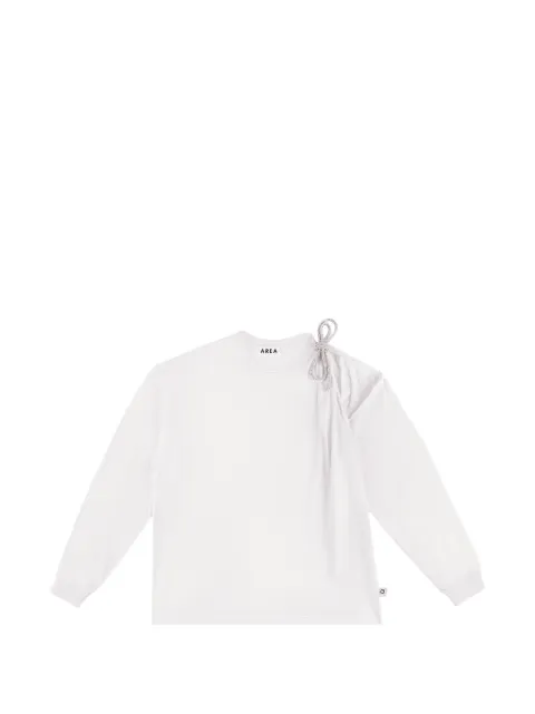 AREA crystal-knot cut-out T-shirt White RS26AWTS0053FA01