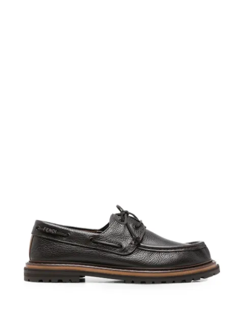 FENDI lace-up leather boat shoes Brown 7D19308GE