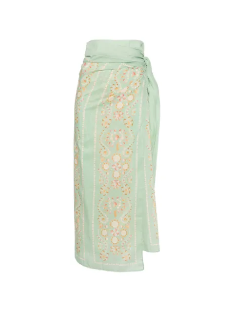 Agua By Agua Bendita Lavanda floral-print sarong Green 22007