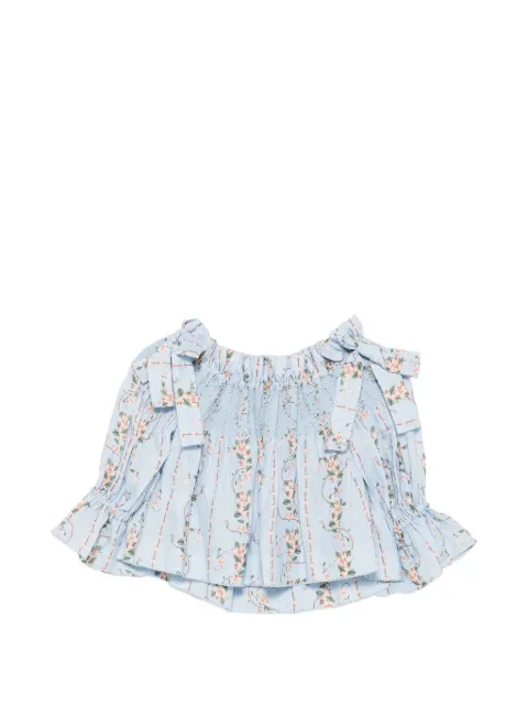 Agua By Agua Bendita Isla Navegante floral-print ruffled top Blue 21980