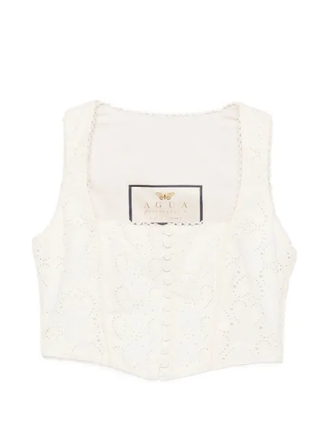 Agua By Agua Bendita Cornalina Playa eyelet-embroidered top Neutrals 21996