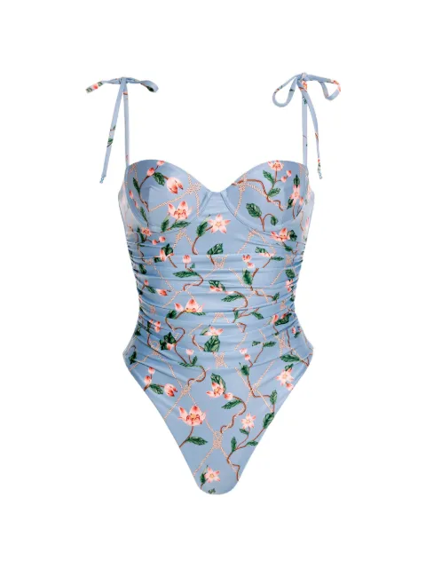 Agua By Agua Bendita Rábano Navegante floral-print swimsuit Blue 21985