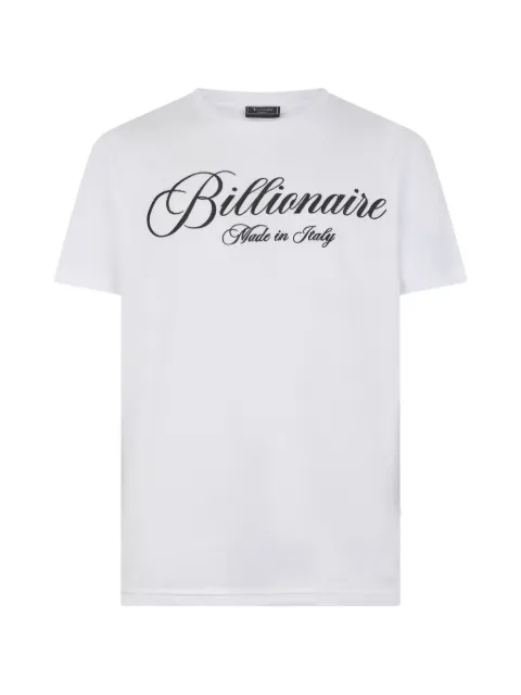 Billionaire round-neck signature T-shirt White BAFCMTK8939BTE014N