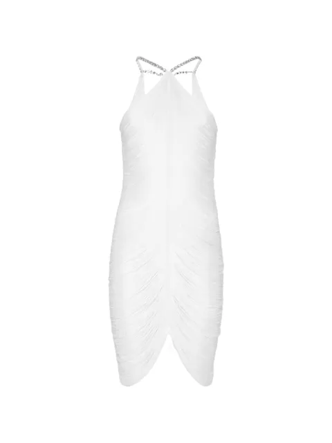 Philipp Plein draped fringe mini dress White AADCWRG3159PTE003N