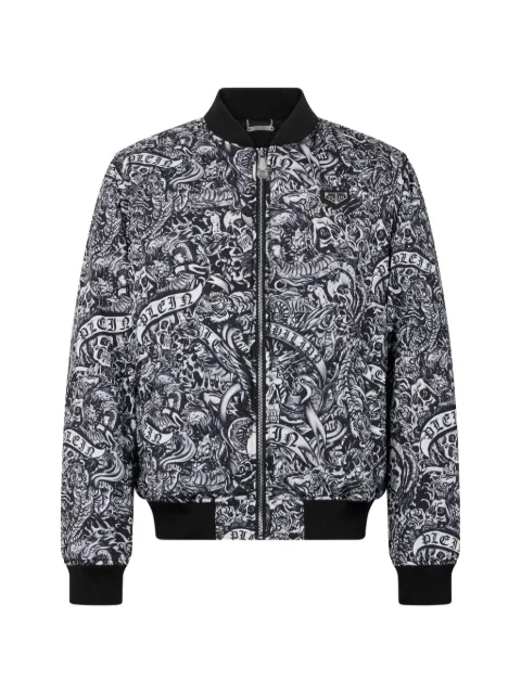 Philipp Plein nylon bomber all-over tattoo Black UAFCMRB3164PNY002N