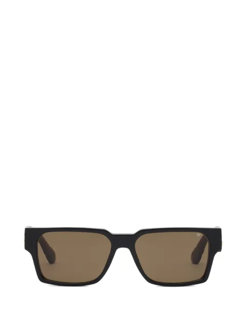 Philipp Plein Eyewear logo-plaque rectangle-frame sunglasses Black UAFAMES0315PXV092N