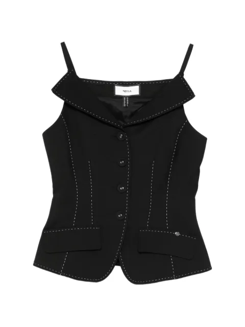 NISSA V-neck buttoned top Black V16433