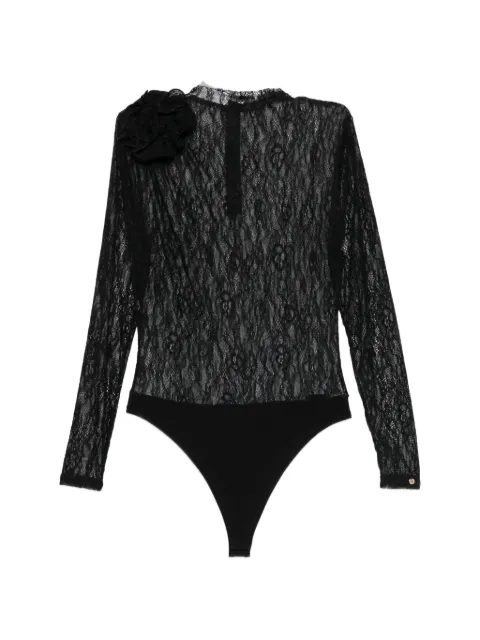 NISSA lace floral-appliqué body Black BODY16528