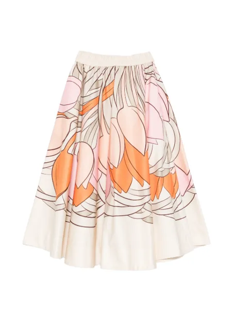 La DoubleJ Balerina floral-print midi skirt Neutrals SKI0199COT094TUL07PI02