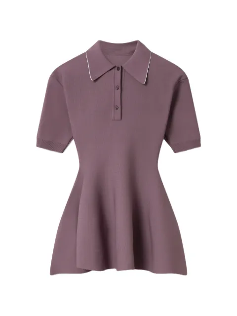 Stella McCartney compact knit peplum polo top Purple 6K11813S2650