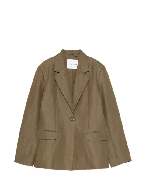 SAMSOE SAMSOE single-breasted notched-lapels cotton blazer Green F26100128