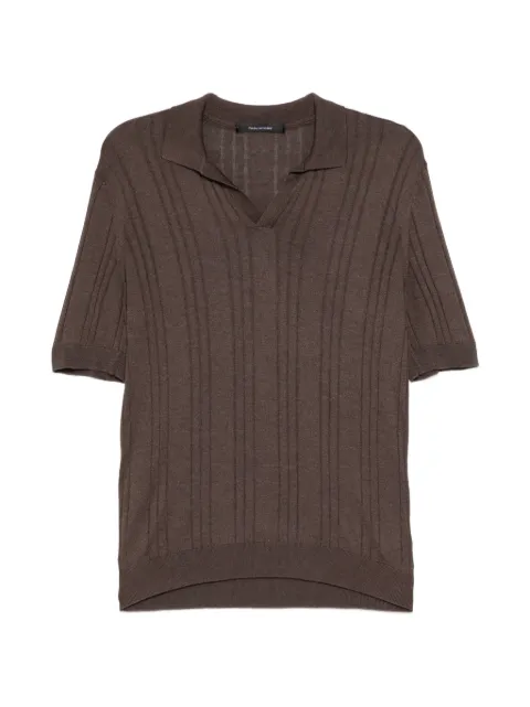 Tagliatore revere collar short-sleeve T-shirt Brown GSE260326E158184