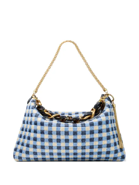 Jimmy Choo Callie Maxi check chain shoulder bag Blue CALLIEMAXIIDA