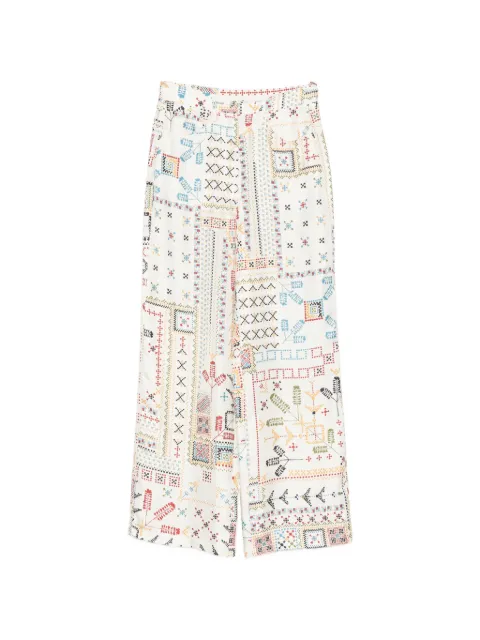 MOMONÌ embroidered wide-leg trousers White PA001265MO01