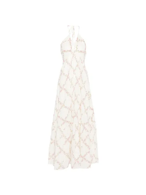 TWINSET floral halterneck maxi dress White 261TT2611