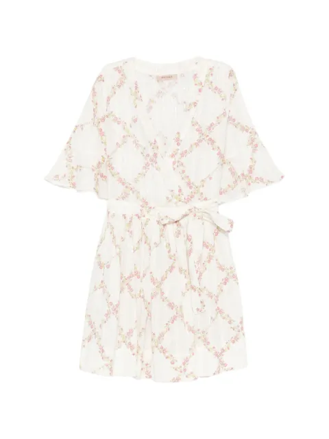 TWINSET floral tie-waist dress White 261TT2610