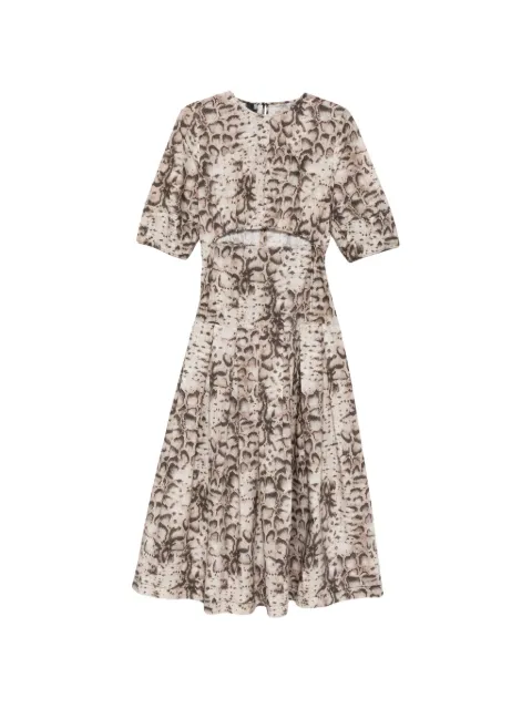 PINKO cutout animal-print midi dress Neutrals 106850A3B1