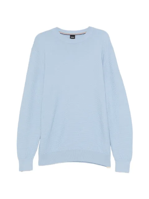 BOSS textured crew neck sweater Blue 50545283