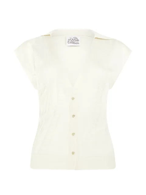 Donde Esteban Guayabera pointelle-knit shirt Neutrals D4TOP884
