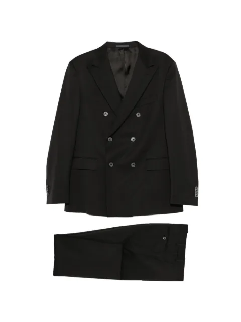 Cenere GB flap-pocket double-breasted suit Black ROMAJK00031302