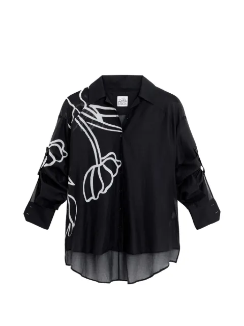 Donde Esteban tulipanes floral cotton shirt Black D4SHI666