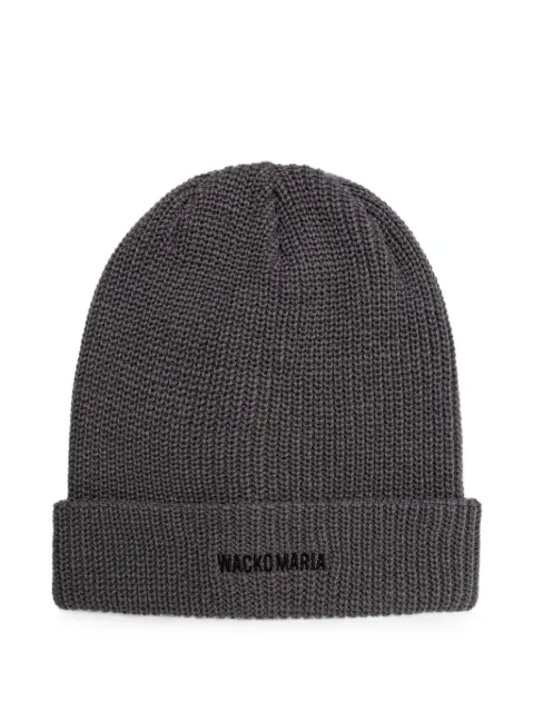 WACKO MARIA logo-embroidered chunky-knit beanie hat Grey 24FWWMACP04