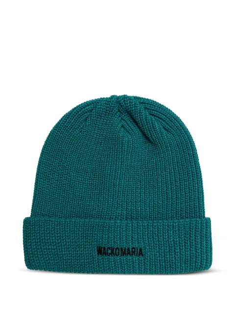 WACKO MARIA logo-embroidered ribbed beanie hat Green 24FWWMACP04