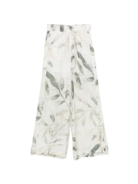 Peserico leaf-print elasticated trousers White E04052F04739