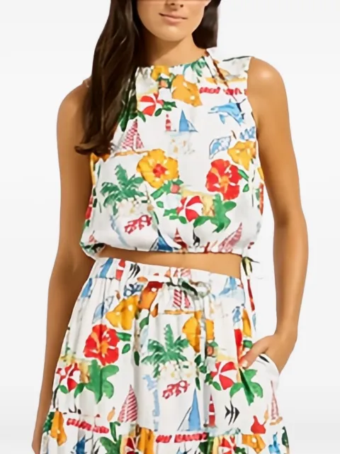 Seafolly drawcord-waist printed blouse White 55671TO