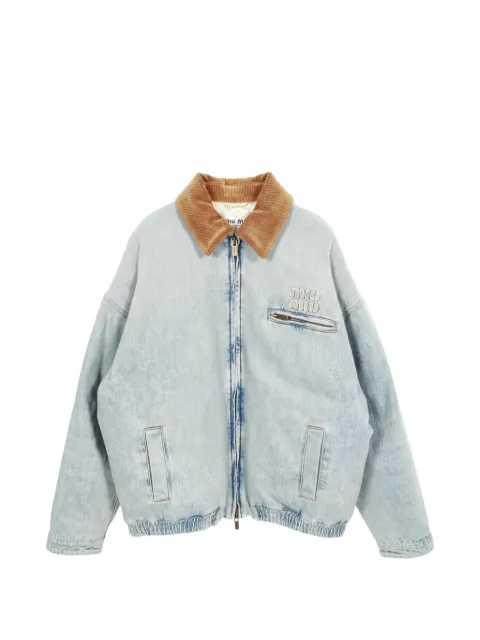 Miu Miu Pre-Owned 2010s corduroy-collar denim jacket Blue 1050399