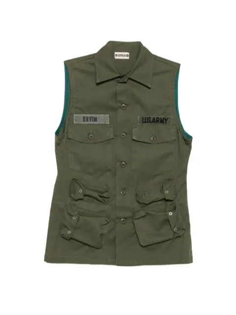 A.N.G.E.L.O. Vintage Upcycling upcycled pocket vest Green AU390ARF