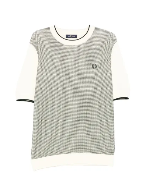 Fred Perry tonic waffle knitted T-shirt Neutrals K2306