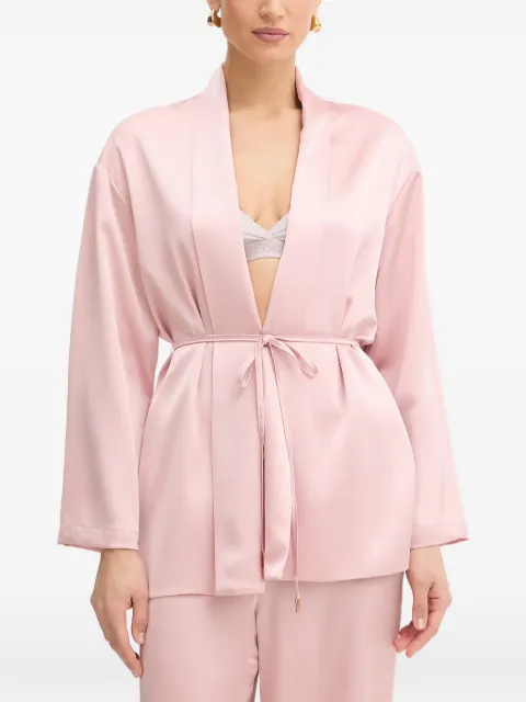 FRACOMINA tie-waist v-neck satin jacket Pink FJ26SJ3001W47001