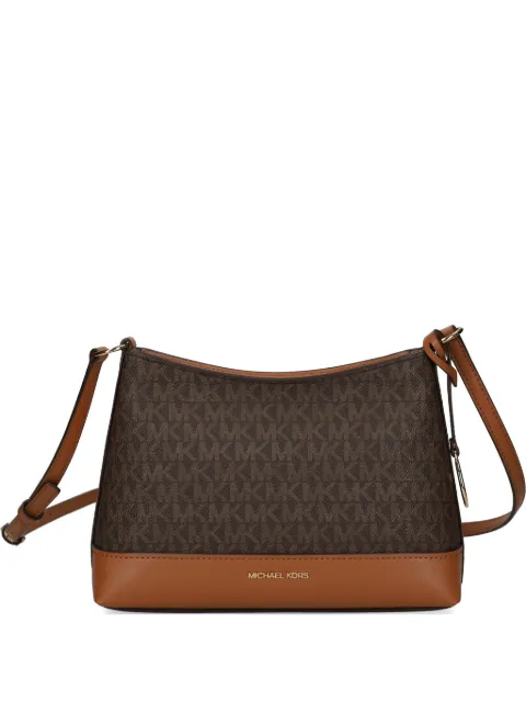Michael Michael Kors logo charm monogram cross body bag Brown 32S6G3PC1B