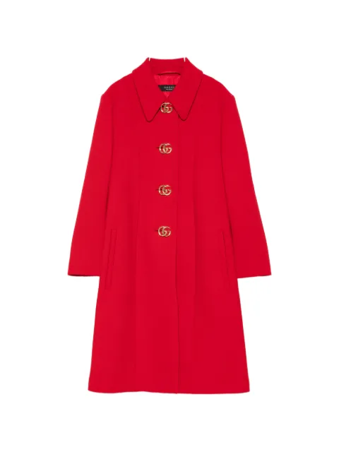Gucci logo button wool coat Red 860471ZHW10