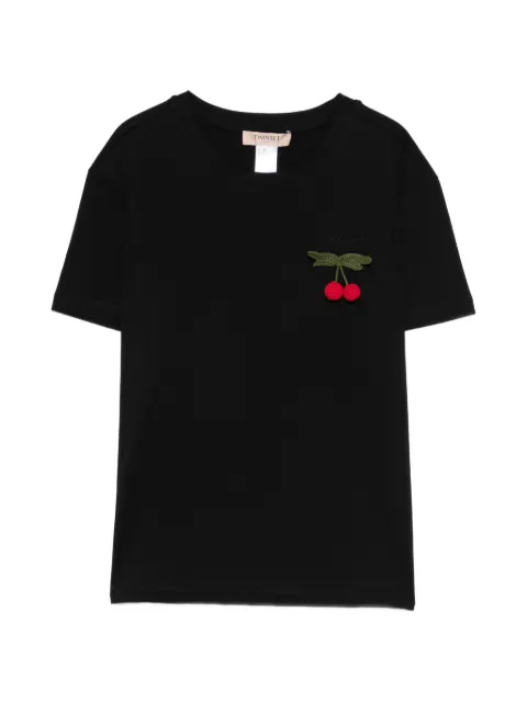 TWINSET regular T-shirt with crochet brooch Black 261TT2271