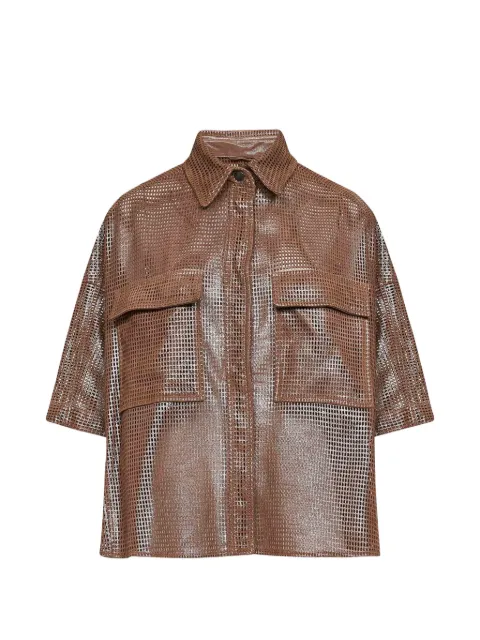 Brunello Cucinelli metallic net leather shirt Brown MPSHY7956C4275