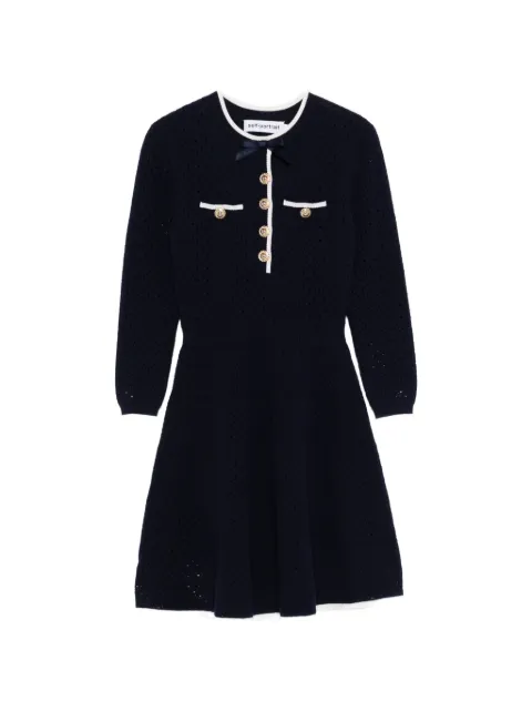 Self-Portrait ribbon-embellished mini dress Blue SS26055SN