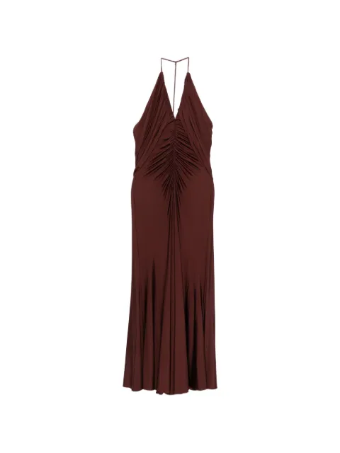 Self-Portrait V-neck ruched midi dress Brown SS26161MBR