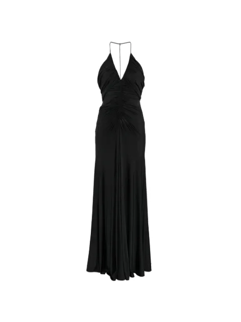 Self-Portrait halter ruched maxi dress Black SS26161XB