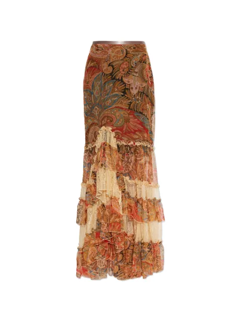 ETRO ruffled paisley-print maxi skirt Orange WRFA019399SA1Q7