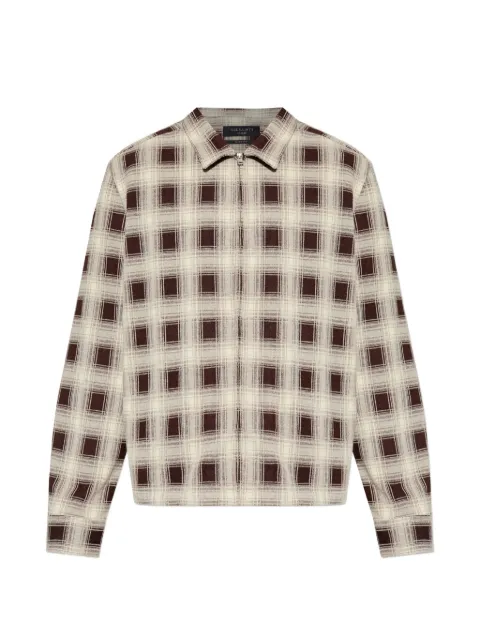 AllSaints Krater check-pattern zip-up shirt Neutrals M032SE
