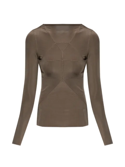 Rick Owens Temple panelled long-sleeve top Brown RO01F6277JSV