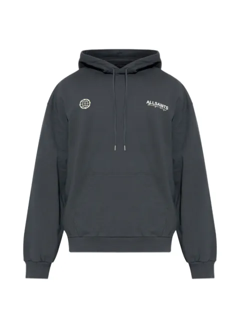 AllSaints globe-print hoodie Black M007NE