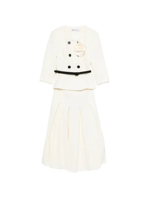 Self-Portrait floral-detail belted skirt suit Neutrals SS26091MC