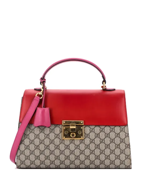 Gucci Pre-Owned Padlock Top Handle Bag GG Coated Canvas and Leather Medium satchel Brown BX7DENX59VIB1544