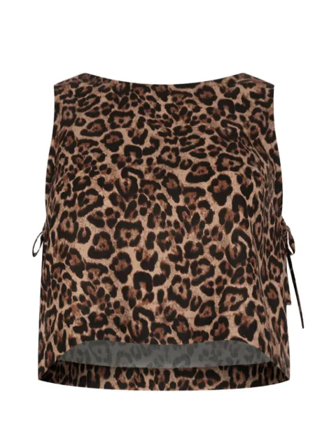 PARAMIDONNA leopard-print side-tie beach top Brown SS26LT