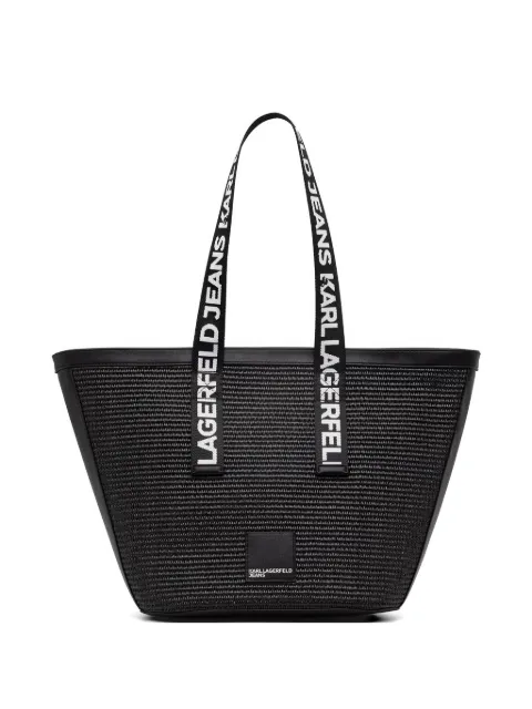 Karl Lagerfeld Jeans logo-strap woven tote bag Black B2W30113