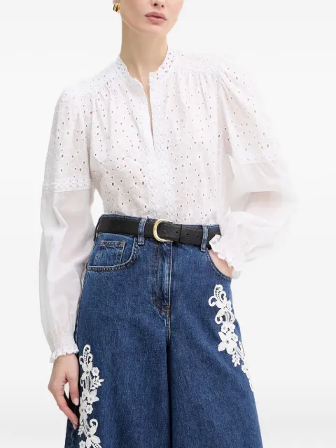 TWINSET broderie-anglaise lace-trim blouse White 261TF2114