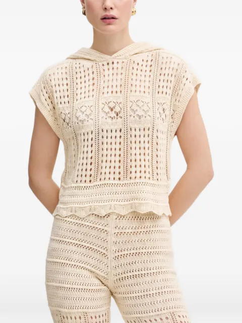 TWINSET crochet-knit hooded top Neutrals 261TT3261
